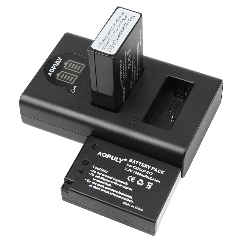 AOPULY LP-E17 LPE17 LP E17 LCD kijelzős USB akkumulátor töltő Canon X8i Rebel T6i M3 EOS 760D Kiss 8000D Rebel T6s 750D fényképezőgéphez