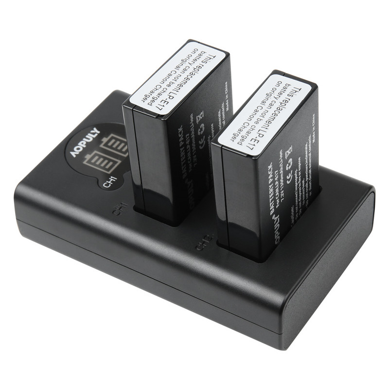 AOPULY LP-E17 LPE17 LP E17 LCD kijelzős USB akkumulátor töltő Canon X8i Rebel T6i M3 EOS 760D Kiss 8000D Rebel T6s 750D fényképezőgéphez