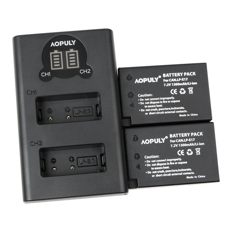 AOPULY LP-E17 LPE17 LP E17 LCD kijelzős USB akkumulátor töltő Canon X8i Rebel T6i M3 EOS 760D Kiss 8000D Rebel T6s 750D fényképezőgéphez