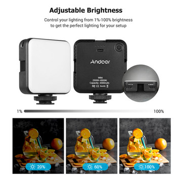 Andoer W64 Mini Clip-on LED Video Light Запълваща светлина за мобилен телефон Конферентна светлина 2500K-6500K Димируема за поточно предаване на живо Selfie