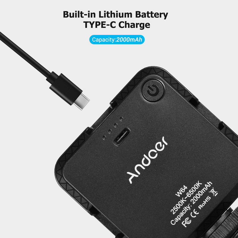 Andoer W64 Mini Clip-on LED video svjetlo Svjetlo za mobilne telefone Konferencijsko svjetlo 2500K-6500K Mogućnost prigušivanja za live streaming selfie