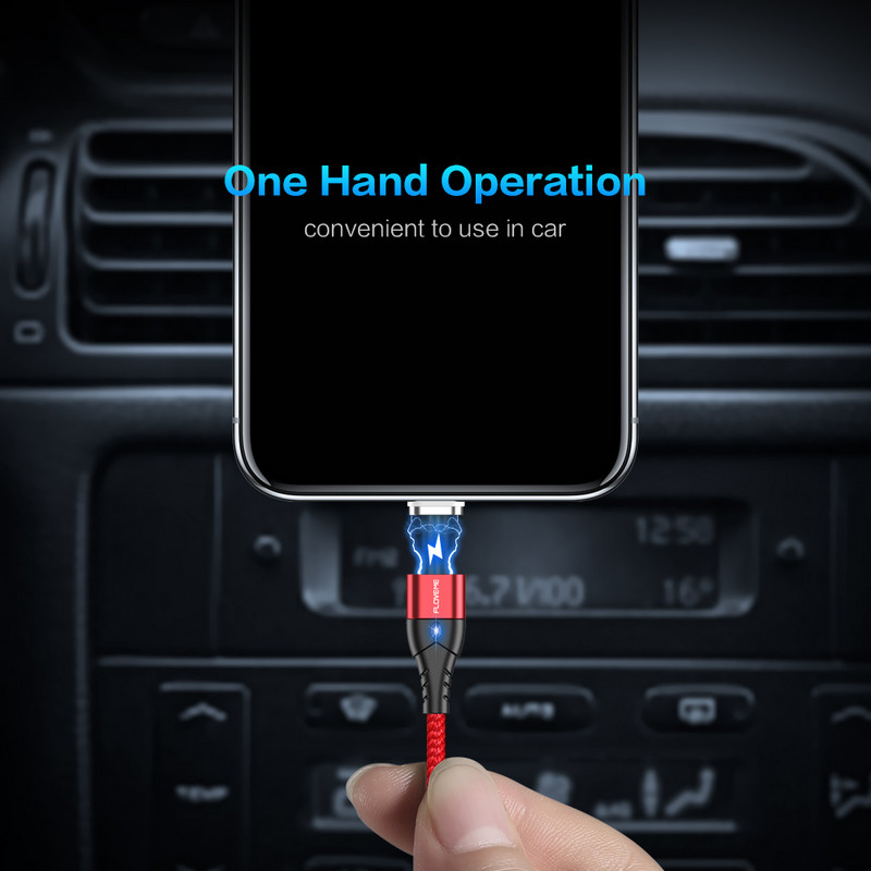 FLOVEME Magnetski kabel Micro USB tipa C za iPhone Kabel za rasvjetu 1M 3A Žica za brzo punjenje tipa C Magnetni punjač Telefonski kabel USB