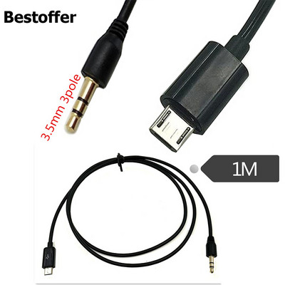 USB 2.0 Micro 5PIN – DC 3,5 mm-es audio autós AUX 100 cm-es kábel Samsung Galaxy S3 i9300 S2 i9100 i9220 NOTE2 N7100 N9000 telefonhoz