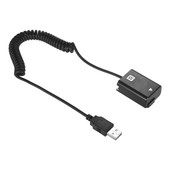 Andoer csatlakozó 5V USB NP-FW50 Dummy Battery Pack csatoló adapter rugalmas rugós kábellel Sony A7 A7II A7R ILDC kamerához