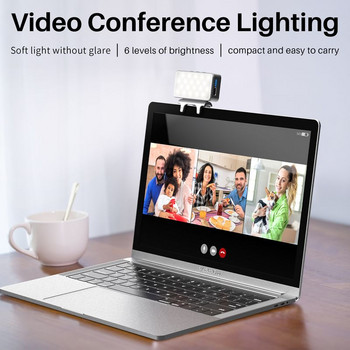 VIJIM CL08 Φωτισμός βιντεοδιάσκεψης με σφιγκτήρα για Mac Macbook Air Pro 3000-7000K Μαλακό φως LED W Type-C έως Type-C για συνάντηση