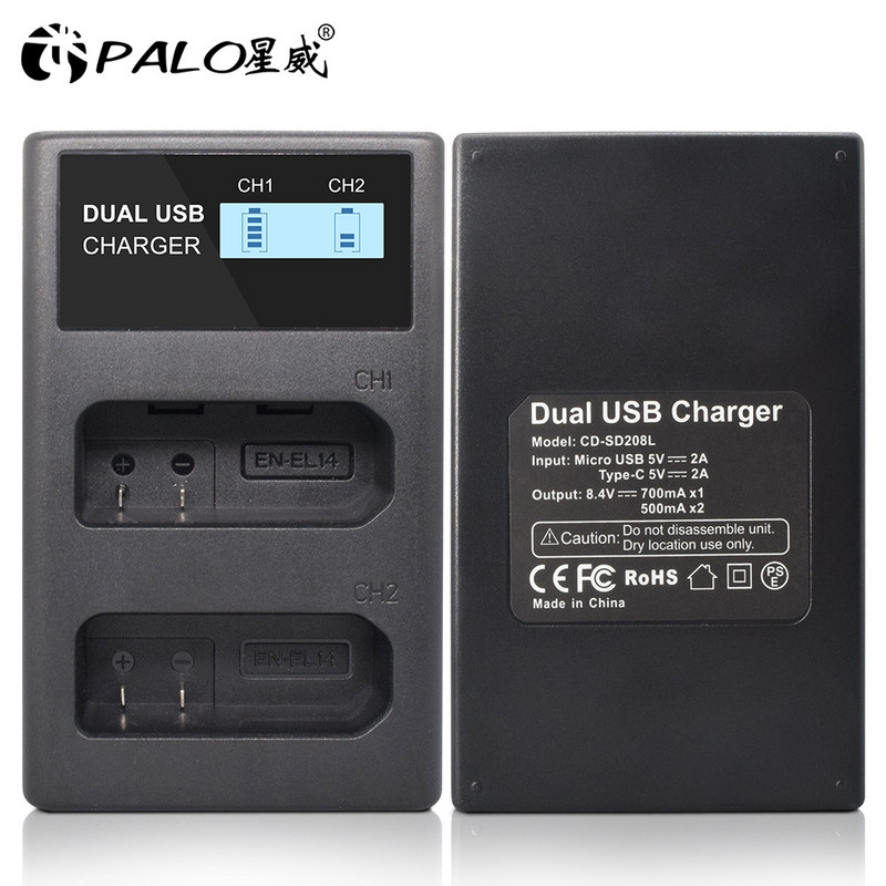 PALO EN-EL14 EN EL14 EN-EL14a Punjač baterije fotoaparata LCD dvostruki punjač za Nikon P7800 P7100 D3400 D5300 D5200 D3200 D3300