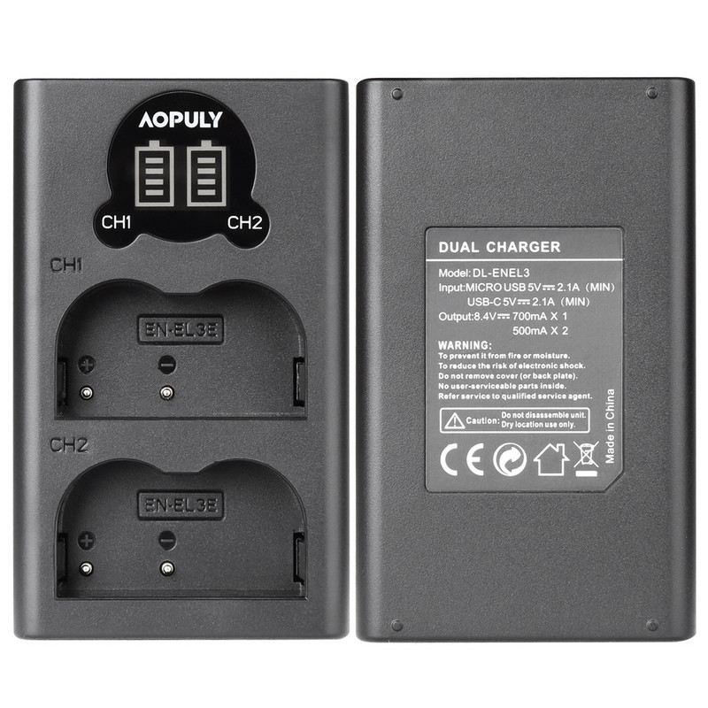 AOPULY EN-EL3e ENEL3e EN EL3e USB LCD încărcător de baterie pentru Nikon D70 D90 D80 D100 D200 D700 Aparat foto digital
