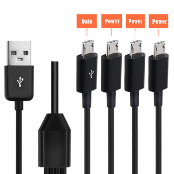 1,5M USB 2.0 Τύπος A Αρσενικό έως 4 3 Micro USB Αρσενικό Splitter Y Καλώδιο φόρτισης Ημερομηνία φόρτισης για Huawei Samsung Xiaomi Mobile Laptop Bank