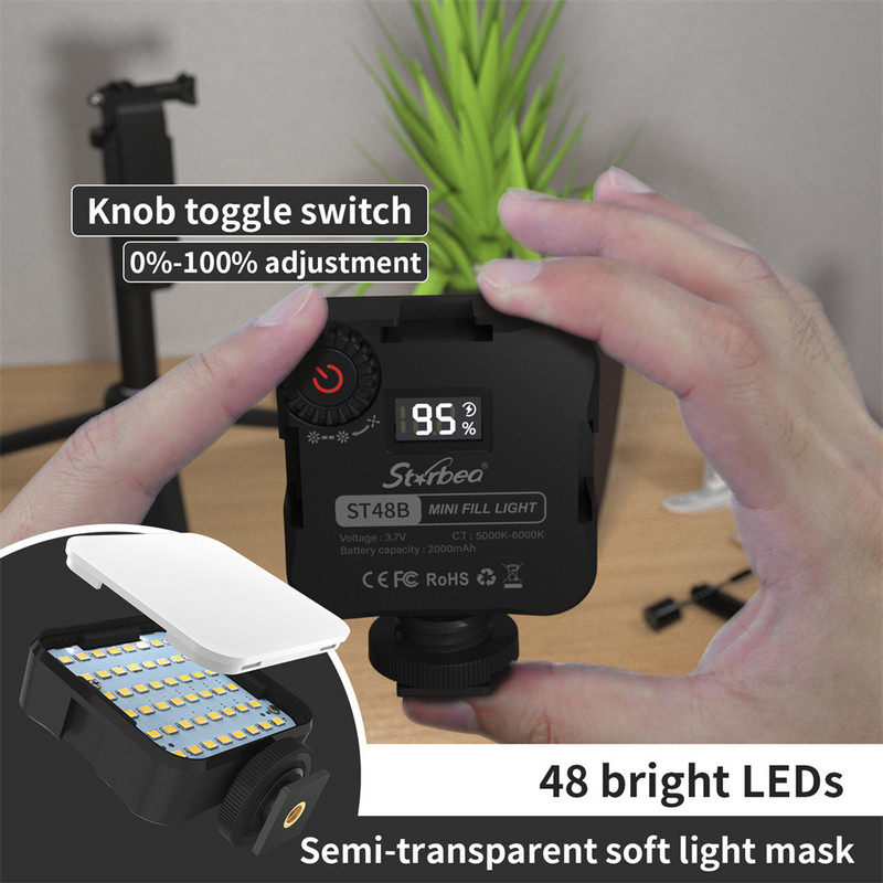 Strbea Mini Vlog Fill Light LED video uredska svjetiljka 2000mAh punjiva LED panelna lampa Fotografska rasvjeta za prijenos uživo