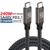 USB 3.1 Type-CtoC PD240W gyorstöltés adatkábel C típusú dugaszoló 5A 240W csatlakozókábel intelligens IC-vel