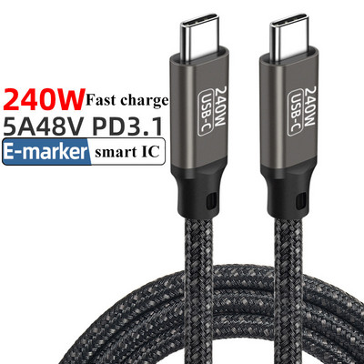 USB 3.1 Type-CtoC PD240W gyorstöltés adatkábel C típusú dugaszoló 5A 240W csatlakozókábel intelligens IC-vel
