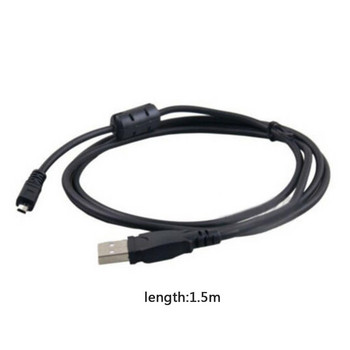 Черен 6 фута USB 2.0 Тип A мъжки към Mini B 8-пинов плосък мъжки фотоапарат USB кабел за данни Кабел за Nikon Coolpix Pentax Optio FinePix