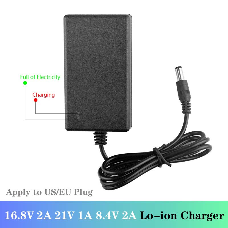 18650 litija bateriju lādētājs 16,8V 2A litija jonu akumulatora lādētājs 21V 1A 8,4V 2A Smart Charger 18650 akumulatoru komplekts DC 5,5*2,1 MM