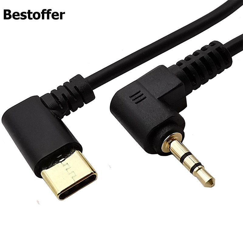 0,3 méter aranyozott C típusú USB C-DC 2,5 mm-es dugós audio AUX csatlakozókábel