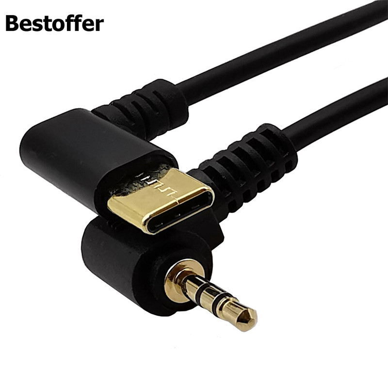 0,3 méter aranyozott C típusú USB C-DC 2,5 mm-es dugós audio AUX csatlakozókábel