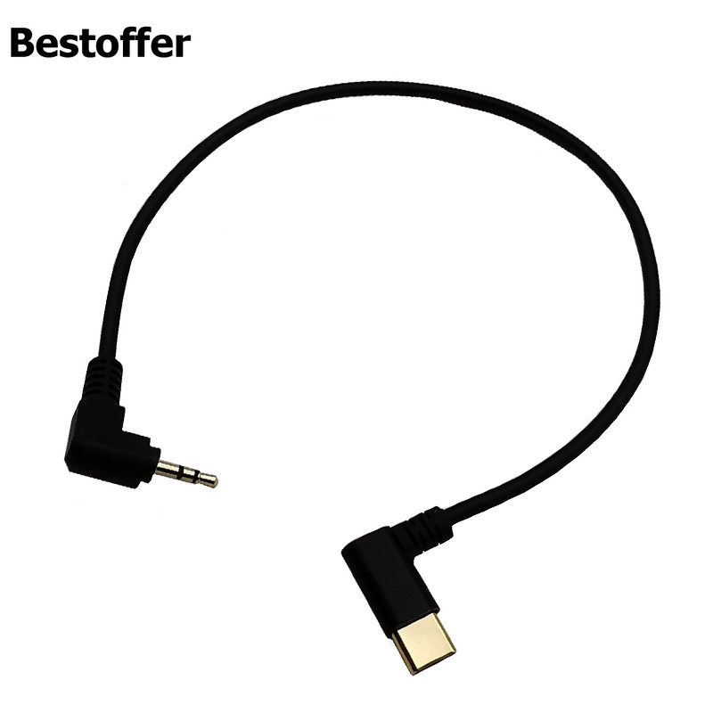 0,3 méter aranyozott C típusú USB C-DC 2,5 mm-es dugós audio AUX csatlakozókábel