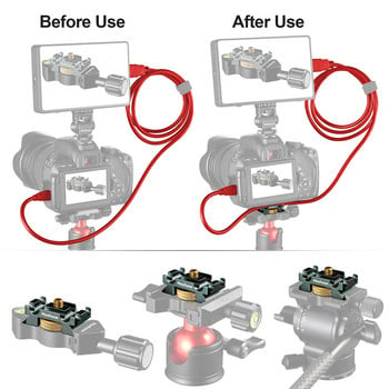 Mini Tether DSLR фотоапарат Цифров USB кабел Заключване Скоба Скоба Протектор Монтаж към фотоапарата Статив Бързо освобождаваща се плоча Тетъринг кабели