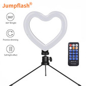 Jumpflash Inel de lumină în formă de inimă cu trepied 3000-5000K Iluminare fotografie Lampă de machiaj pentru frumusețe YouTube Tiktok Video Light