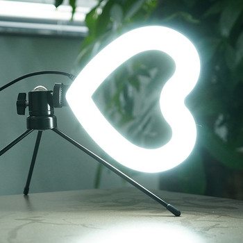 Jumpflash Сърцевидна пръстеновидна светлина със статив 3000-5000K фотографско осветление Лампа за грим за красота YouTube Tiktok Video Light