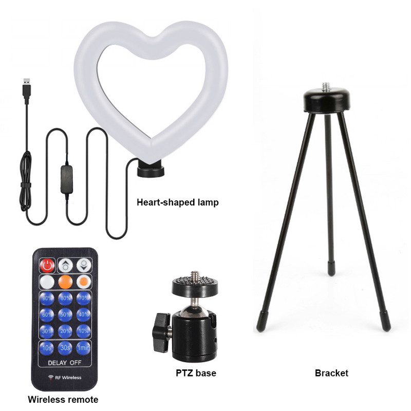 Jumpflash Inel de lumină în formă de inimă cu trepied 3000-5000K Iluminare fotografie Lampă de machiaj pentru frumusețe YouTube Tiktok Video Light
