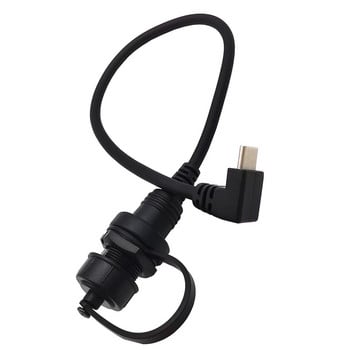 90-ъгълен USB3.1 тип-c мъжки към женски AUX удължителен кабел за монтаж на панел за кола, камион, лодка, табло за мотоциклет, 0,3 м