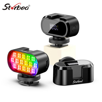 Strbea RGB Video Lights Mini LED Camera Light Акумулаторна Vlog Fill Light Цветна околна фотография Осветление за Youtube Tik