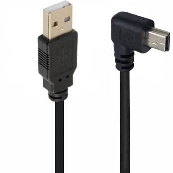 USB2.0 Αρσενικό σε Mini USB ΠΑΝΩ προς τα κάτω Αριστερά δεξιά γωνία 90 μοιρών Καλώδιο γρήγορης φόρτισης δεδομένων για συσκευή αναπαραγωγής MP3 MP4 αυτοκινήτου DVR GPS Ψηφιακή κάμερα