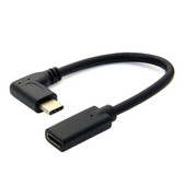 30 cm USB muški na ženski produžni adapterski kabel pod kutom od 90 stupnjeva USB C tip C muški na ženski crni kabelski kabel