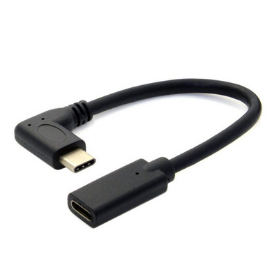 30 cm USB muški na ženski produžni adapterski kabel pod kutom od 90 stupnjeva USB C tip C muški na ženski crni kabelski kabel