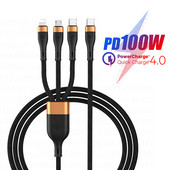 100 W 5A 3 az 1-ben PD USB C kábel iPhone 14 13 12 QC4.0/3.0 gyorstöltő Micro USB Type C kábel Macbook Pro Samsung Xiaomi készülékhez