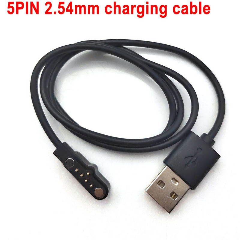 1vnt 5 kontaktų USB 2,54 mm Pogo magnetinis kabelis vaikams išmaniojo laikrodžio įkrovimo laido įkrovimo laidas, skirtas A20 A20S TD05 V6G magnetiniam įkrovikliui