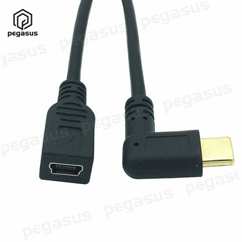 Δεξιά/Αριστερή γωνία Duttek USB 3.1 Τύπος C Αρσενικό σε Mini USB Mini B Θηλυκό καλώδιο μετατροπέα φόρτισης
