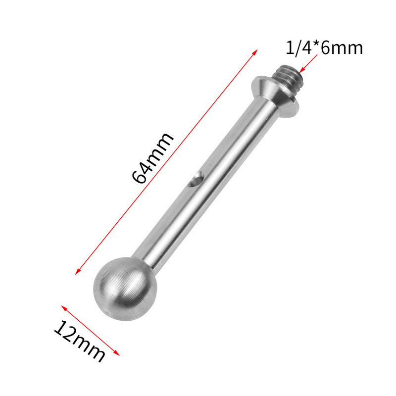 Vijak s kuglastim završetkom od nehrđajućeg čelika 12 mm s dvostrukom glavom 1/4" navoj za stezaljku za monitor Hotshoe Nosač kamere Magic Arm Extension Rod