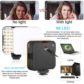 KIMRIG Professional W64 Мини джобно фотографско осветление Vlog Video Lamp Смартфон DSLR камера LED запълваща светлина