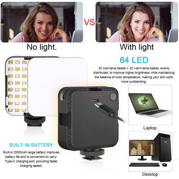 KIMRIG Professional W64 Mini Pocket Φωτιστικό Vlog Λάμπα βίντεο Smartphone Κάμερα DSLR LED Fill Light