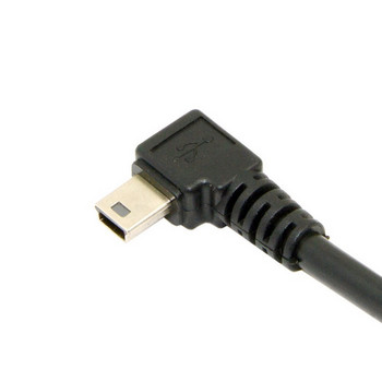 180cm 6Ft 90 μοιρών με γωνία MINI USB τύπου B σε USB2.0 Αρσενικό καλώδιο δεδομένων & φόρτισης για MP3 MP4 GPS μαύρο χρώμα