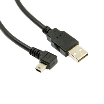 180 см 6 фута 90 градуса под ъгъл MINI USB B тип към USB2.0 мъжки кабел за данни и зареждане за MP3 MP4 GPS черен цвят