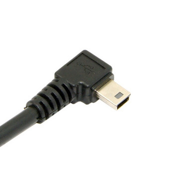 180cm 6Ft 90 μοιρών με γωνία MINI USB τύπου B σε USB2.0 Αρσενικό καλώδιο δεδομένων & φόρτισης για MP3 MP4 GPS μαύρο χρώμα