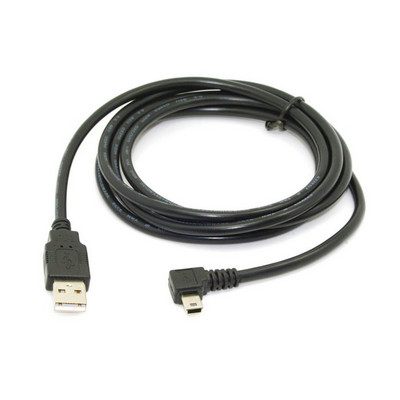 180 cm 6 Ft 90 grādu leņķī MINI USB B tipa uz USB2.0 datu un uzlādes kabelis MP3 MP4 GPS melnā krāsā