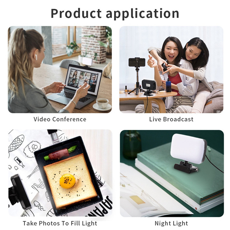 6500K hordozható LED-es videolámpa négyzet alakú laptop számítógép webkamera fény zoom hívás világítás klippel élő közvetítéshez