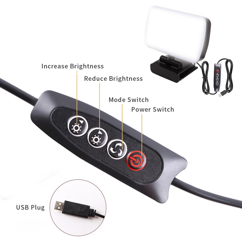 6500K hordozható LED-es videolámpa négyzet alakú laptop számítógép webkamera fény zoom hívás világítás klippel élő közvetítéshez