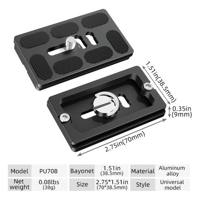 BEXIN ploča za brzo otpuštanje od 38,5 mm s 1/4 vijkom, ploča za montiranje baze kamere, prikladna za SLR fotoaparat Arca Swiss Ball Head Stativ
