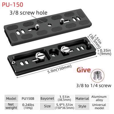 BEXIN ploča za brzo otpuštanje od 38,5 mm s 1/4 vijkom, ploča za montiranje baze kamere, prikladna za SLR fotoaparat Arca Swiss Ball Head Stativ