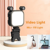 Nové LED video svetlo s mikrofónovou lampou so stereo nahrávacou kamerou, fotografické svetlo pre telefón, notebook, konferenciu, živé vysielanie