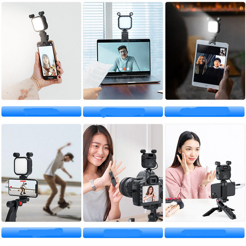 Nové LED video svetlo s mikrofónovou lampou so stereo nahrávacou kamerou, fotografické svetlo pre telefón, notebook, konferenciu, živé vysielanie