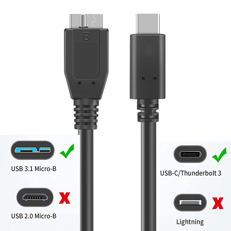 USB C na Micro B 3.0 kabel 5Gbps Type C vanjski tvrdi disk kabel za WD Seagate Samsung Toshiba Lacie prijenosni HDD pogon