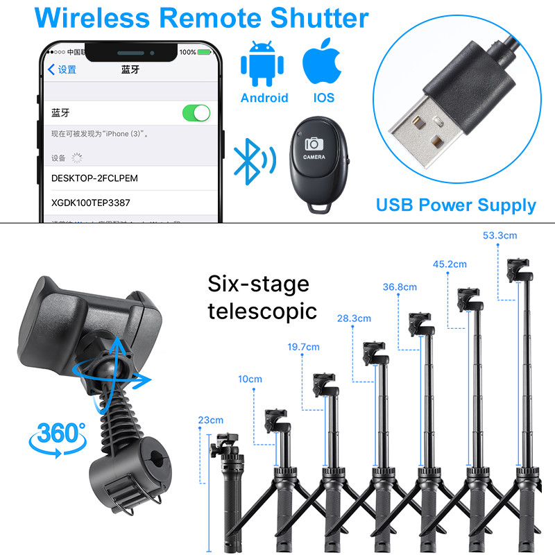 VIJIM 8 inch 20cm Selfie Ring Light cu trepied Suport pentru telefon Lampă inel Birou LED Ringlight pentru Youtube Vlog Makeup