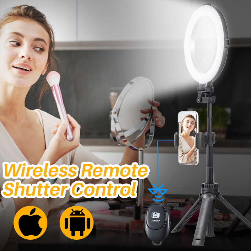 VIJIM 8 inch 20cm Selfie Ring Light cu trepied Suport pentru telefon Lampă inel Birou LED Ringlight pentru Youtube Vlog Makeup