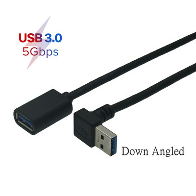 USB 3.0 90 fokos szögű hosszabbítókábel dugasz-alj adapterkábel átvitel jobb / bal / fel / le kábelekkel