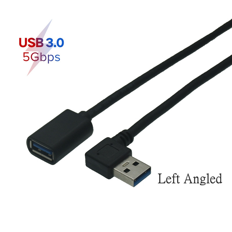 USB 3.0 90 fokos szögű hosszabbítókábel dugasz-alj adapterkábel átvitel jobb / bal / fel / le kábelekkel